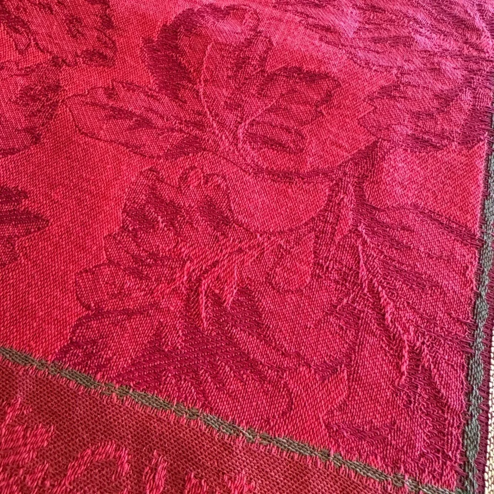 Maple Leaf Jacquard Harvest Tablecloth - Cotton Blend - Jewel Tones    57 X 102